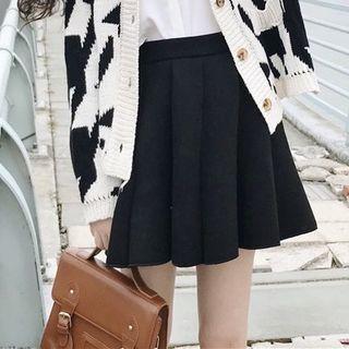 Plain Mini A-line Skirt Skirt - Black - One Size