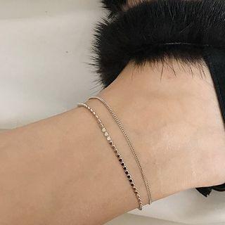 Layered Sterling Silver Anklet Jl008 - Silver - One Size
