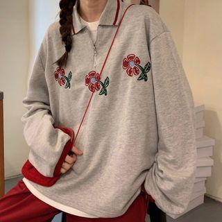 Flower Sweatshirt Light Gray & White - One Size