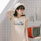 Lettering Short-sleeve Midi T-shirt Dress