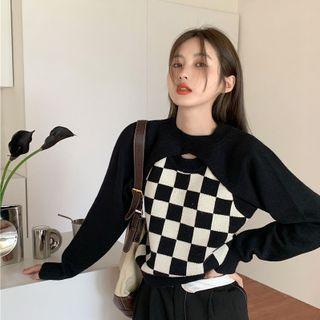 Knit Shrug / Checkerboard Tank Top