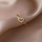 Cz Hollow Heart Ring Gold - One Size