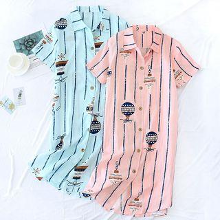 Printed Sleep Shirt Dress