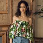 3/4-sleeve Floral Top Multicolor - One Size