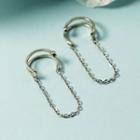 Chained Layered Alloy Cuff Earring 1 Pair - Silver - One Size