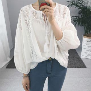 Tasseled Puff-sleeve Blouse