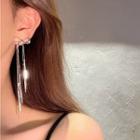 Bow Alloy Fringed Earring 1 Pair - S925 Silver Stud - Silver - One Size