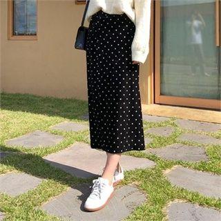 Dotted Velvet Long Skirt