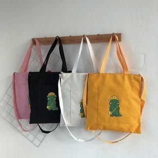 Cartoon Dinosaur Print Crossbody Tote Bag