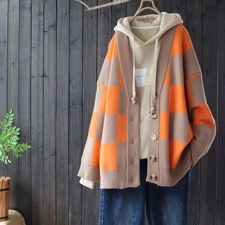 Check Cardigan Khaki - One Size