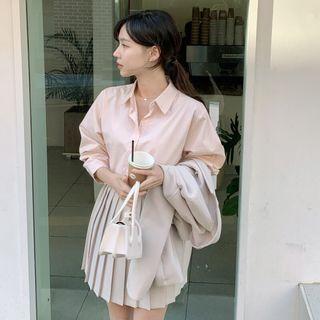 Pastel Plain Cropped Shirt