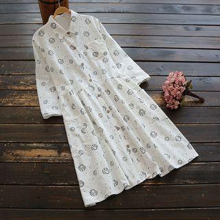 Shell Print A-line Shirtdress As Shown In Figure - One Size