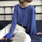Long-sleeve Striped T-shirt Stripes - Blue & White - One Size