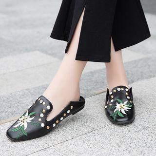 Convertible Embellished Embroidery Mules