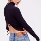 Lace Up Open Back Long-sleeve T-shirt