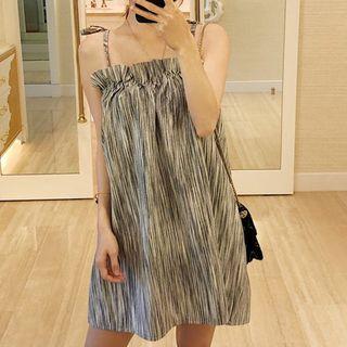 Spaghetti Strap Frill-trim Mini A-line Dress