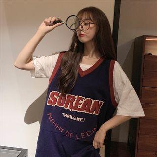 Plain Short-sleeve T-shirt / Lettering Tank Top