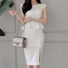 Cap-sleeve Ruffled Peplum Dress