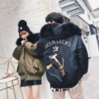 Couple Matching Furry Hood Padded Jacket