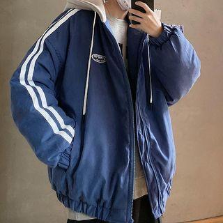 Contrast Stripe Hooded Padded Jacket