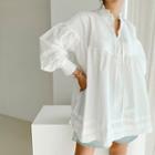 Tie-neck Peasant Blouse Ivory - One Size