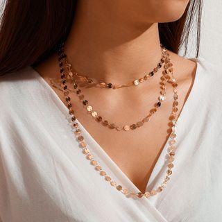 Mini Disc Multistrand Necklace 8913 - Gold - One Size