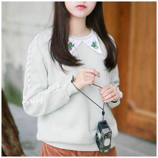 Embroidered Collar Pullover