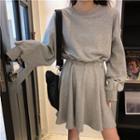 Plain A-line Pullover Dress Gray - One Size