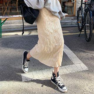 Crinkled Long H-line Skirt