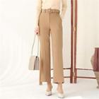 Tall Size Flat-front Dress Pants With Belt