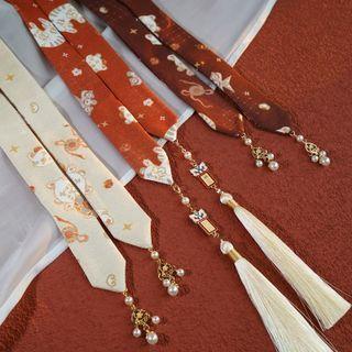 Print Tassel Hanfu Hair Scarf