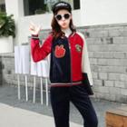 Colour Block Fleece-lined Baseball Jacket