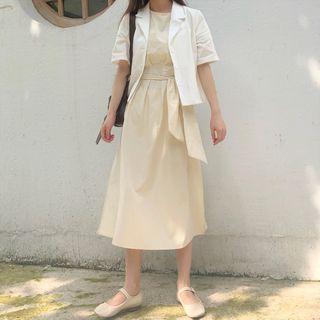 Short-sleeve Midi A-line Dress / Short-sleeve Shirt