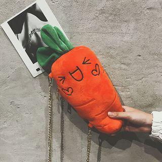 Carrot Shape Velvet Crossbody Bag