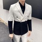 Set: Double-breasted Color Panel Blazer + Dress Pants