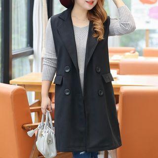 Double Breasted Notch Lapel Long Vest
