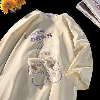 Bow Bear Print T-shirt