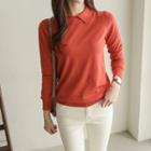 Collared Textured Knit Top