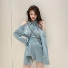 Open Back Long-sleeve Slim-fit Shirt