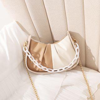 Two-tone Shirred Crossbody Bag Almond - One Size