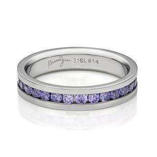 Full Purple Crystals Steel Ring