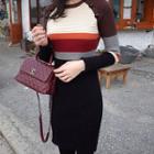 Color Block Knit Sheath Dress