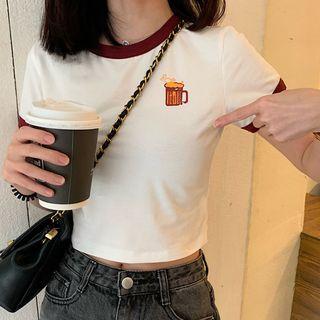 Print Short-sleeve Cropped Ringer T-shirt