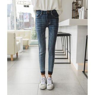 Fleeced Skinny Cropped Jeans