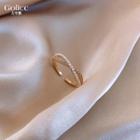 Rhinestone Faux Pearl Open Ring Gold - One Size