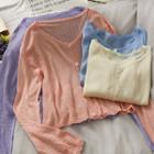 Slim-fit Button-up Knit Top In 5 Colors