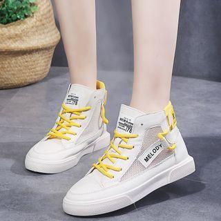 Lettering Mesh High-top Sneakers