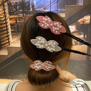 Leaf Faux Pearl Wired Hair Tie