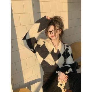 Collared Diamond Jacquard Sweater