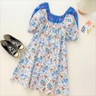 Short-sleeve Floral Bear Print Dress